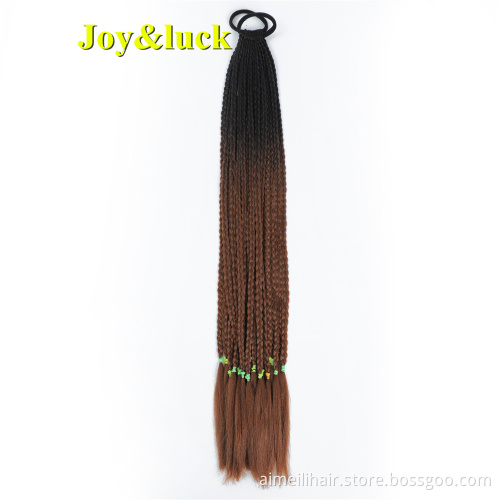 Wholesale Price Braids Wig24Inch12Roots Ombre Color Synthetic Crochet Braided Hair Extensions Rubber Band Two-color Ponytail Wig